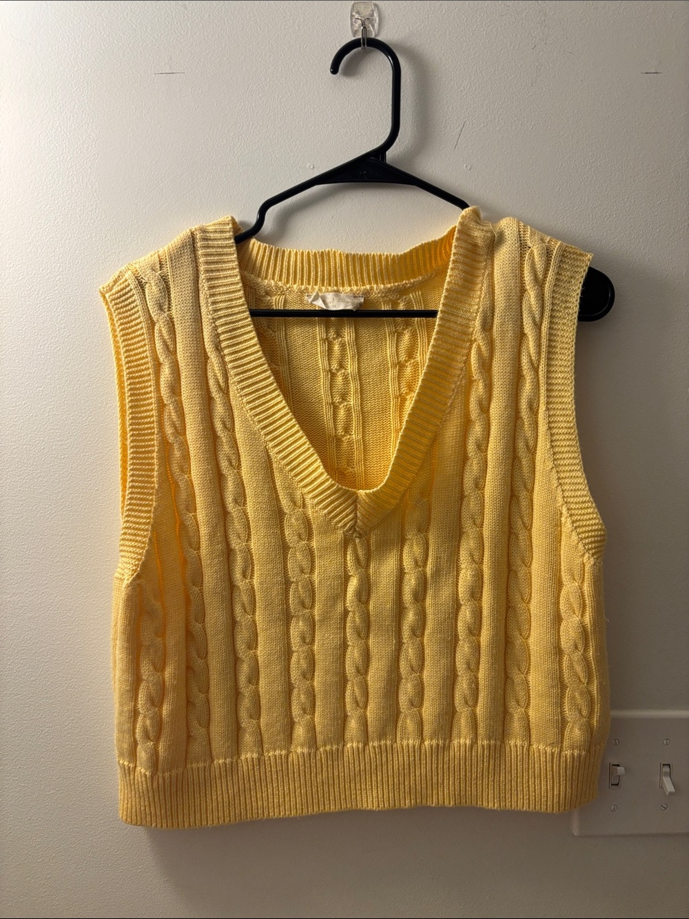 Altar'd State Yellow Cable Knit V-Neck Sweater Vest